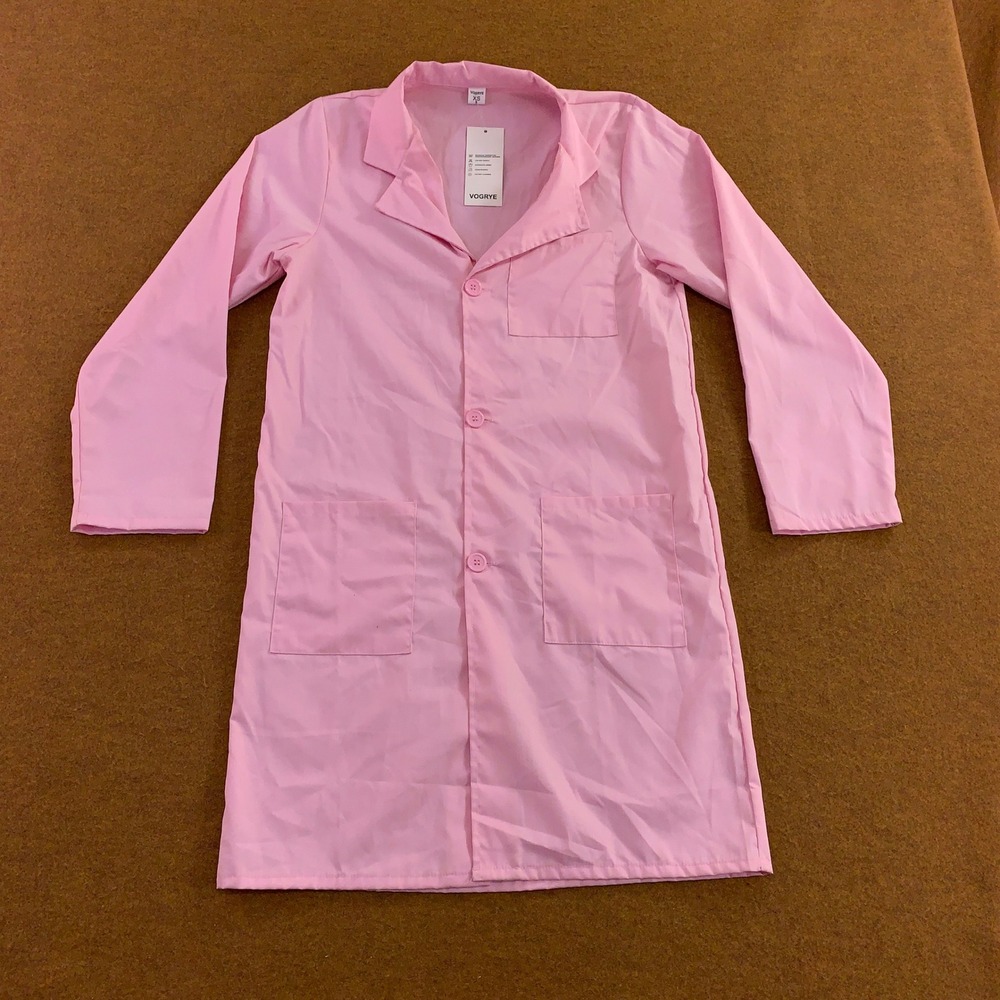 VOGRYE Womens XS Pink Professional Pocketed Button Front Lab Coat NWT